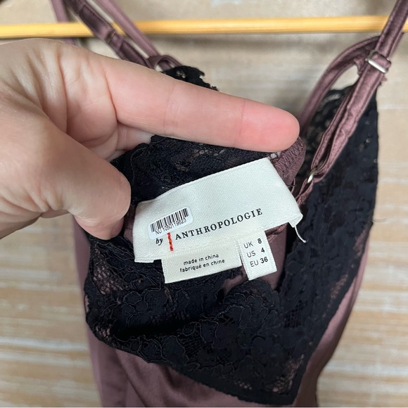 Anthropologie Lace Slip Midi Dress Mauve Sexy Night Out Chic Womens 4 - Picture 4 of 6